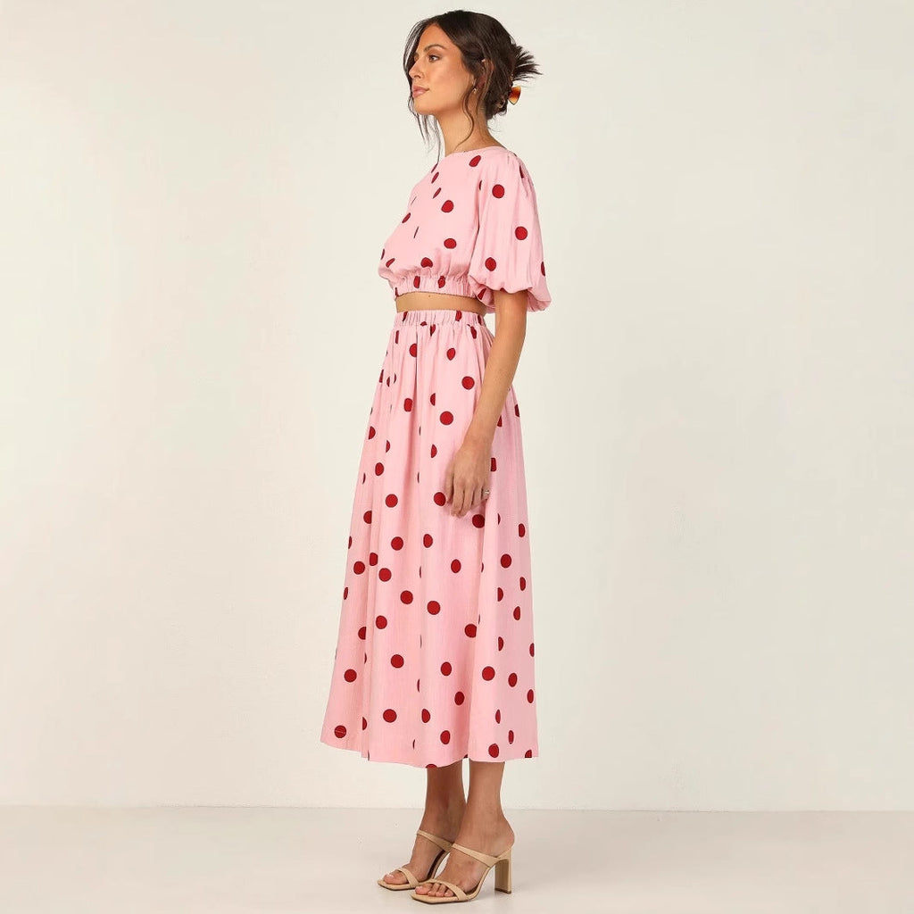 Damen Maxikleid mit elastischem Taillenzug und voluminösen Ärmeln