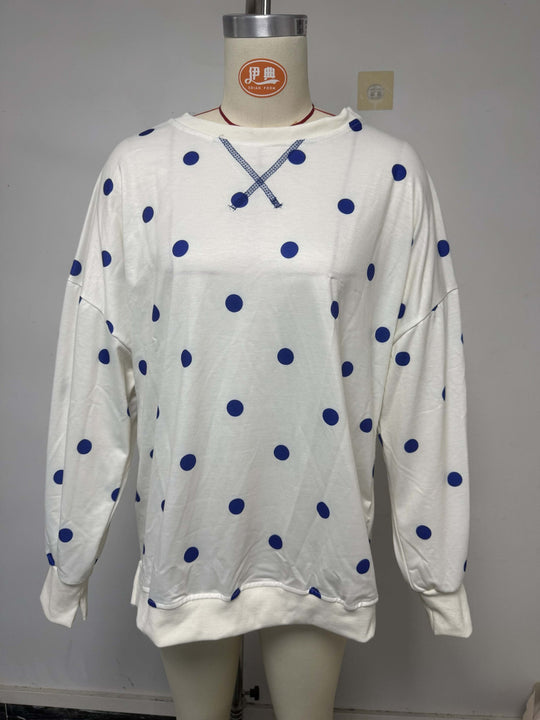 Damen Oversize-Sweatshirt mit Puffärmeln, Polka-Dots und Seitenschlitzen Shop Nory