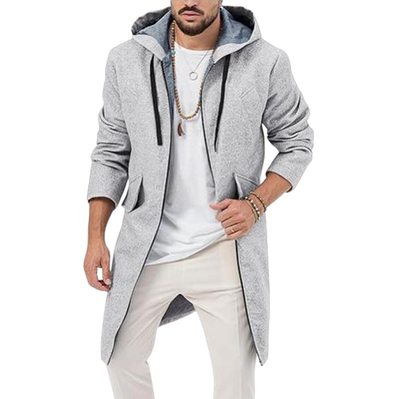 Herren modische Langjacke mit Kapuze
