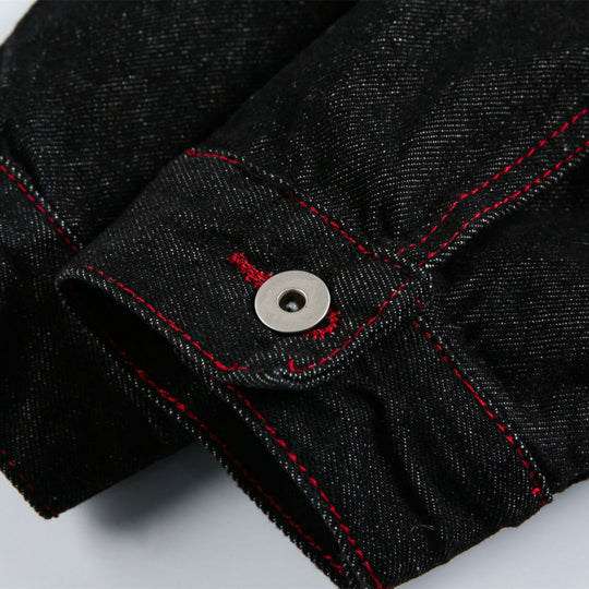 Unisex Boxy-Denimjacke mit kontrastierenden Ziernähten und Pattentaschen Shop Nory