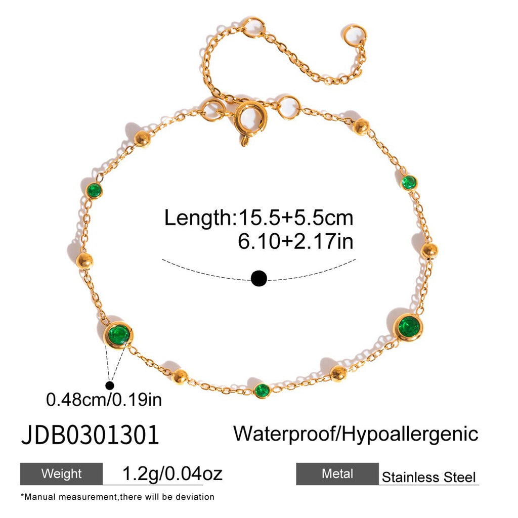 Damen Armband mit grünem Edelstein und Zirkonia-Akzenten Shop Nory