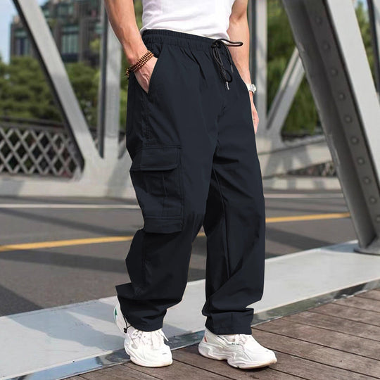 Herren moderne Cargohose mit elastischem Bund und multifunktionalen Taschen