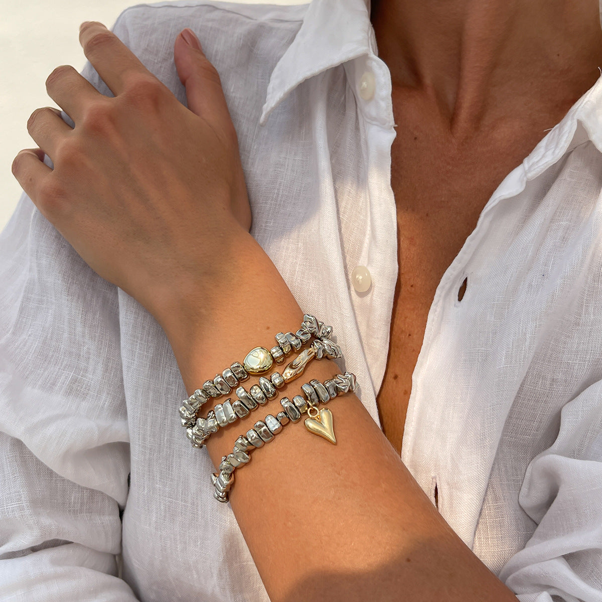 Damen Armbandset mit bunten Perlen und lebensbejahenden Charms Shop Nory