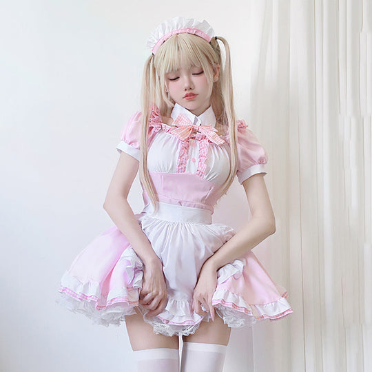Damen Dienstmädchenkleid mit Rüschendetails und Schleife Shop Nory