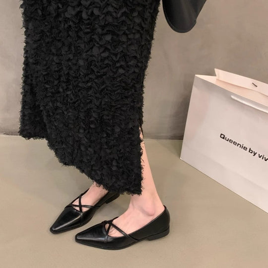 Damen elegante Ballerinas mit gekreuztem Riemchen