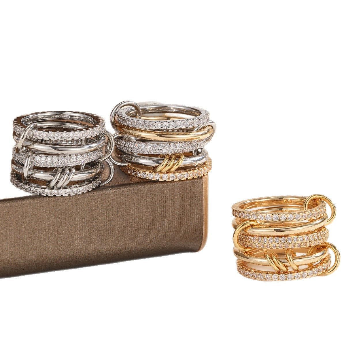 Damen Zierliches Ring-Set mit funkelnden Zirkonia-Elementen Shop Nory