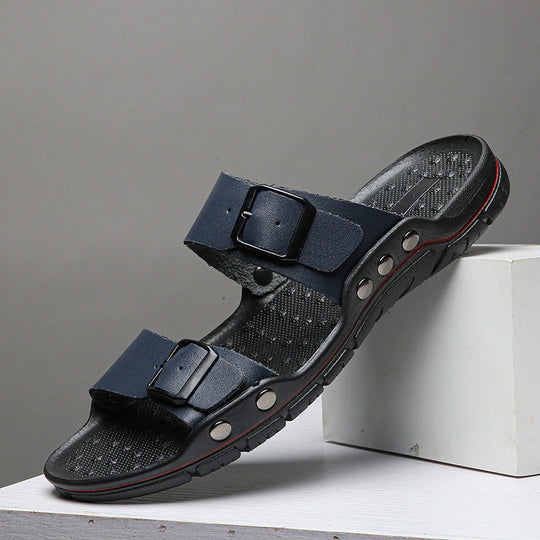 Herren Bequeme Leder-Sandalen mit verstellbaren Riemen