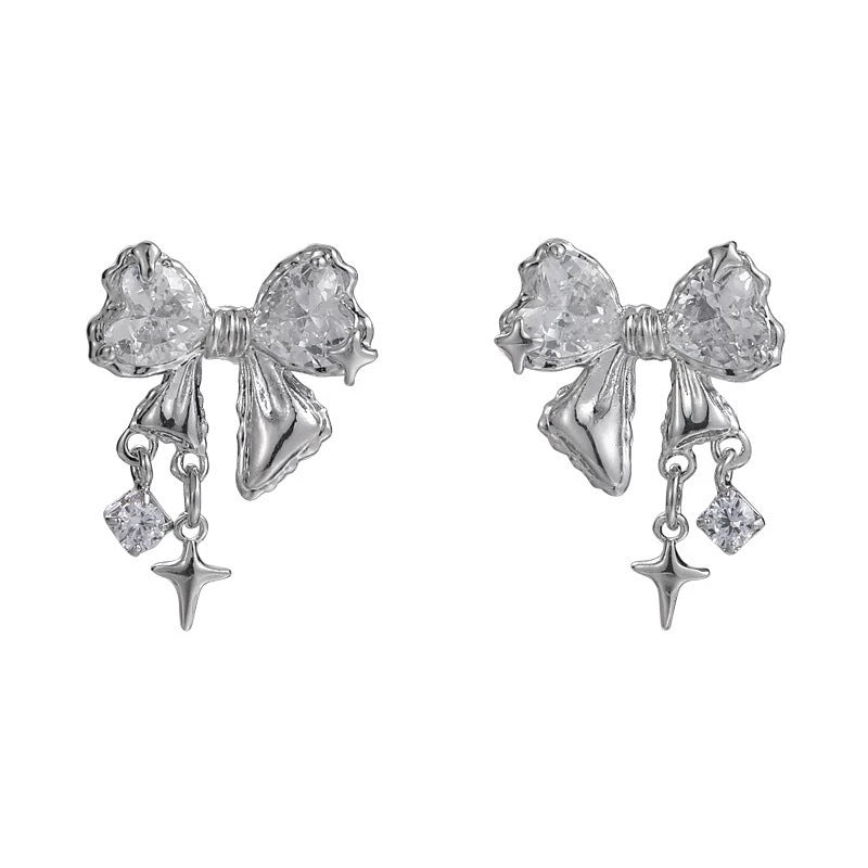 Damen Ohrstecker mit funkelndem Schleifen-Design und eleganten Kristallen Shop Nory