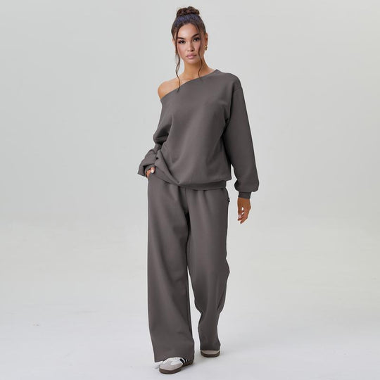 Damen nan legeres Lounge-Set mit einseitigem Schulterdetail und weiter Jogginghose Shop Nory