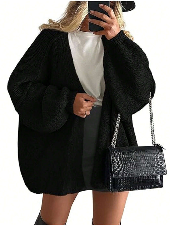 Damen Oversize Strickcardigan mit Ballonärmeln und offener Front Shop Nory