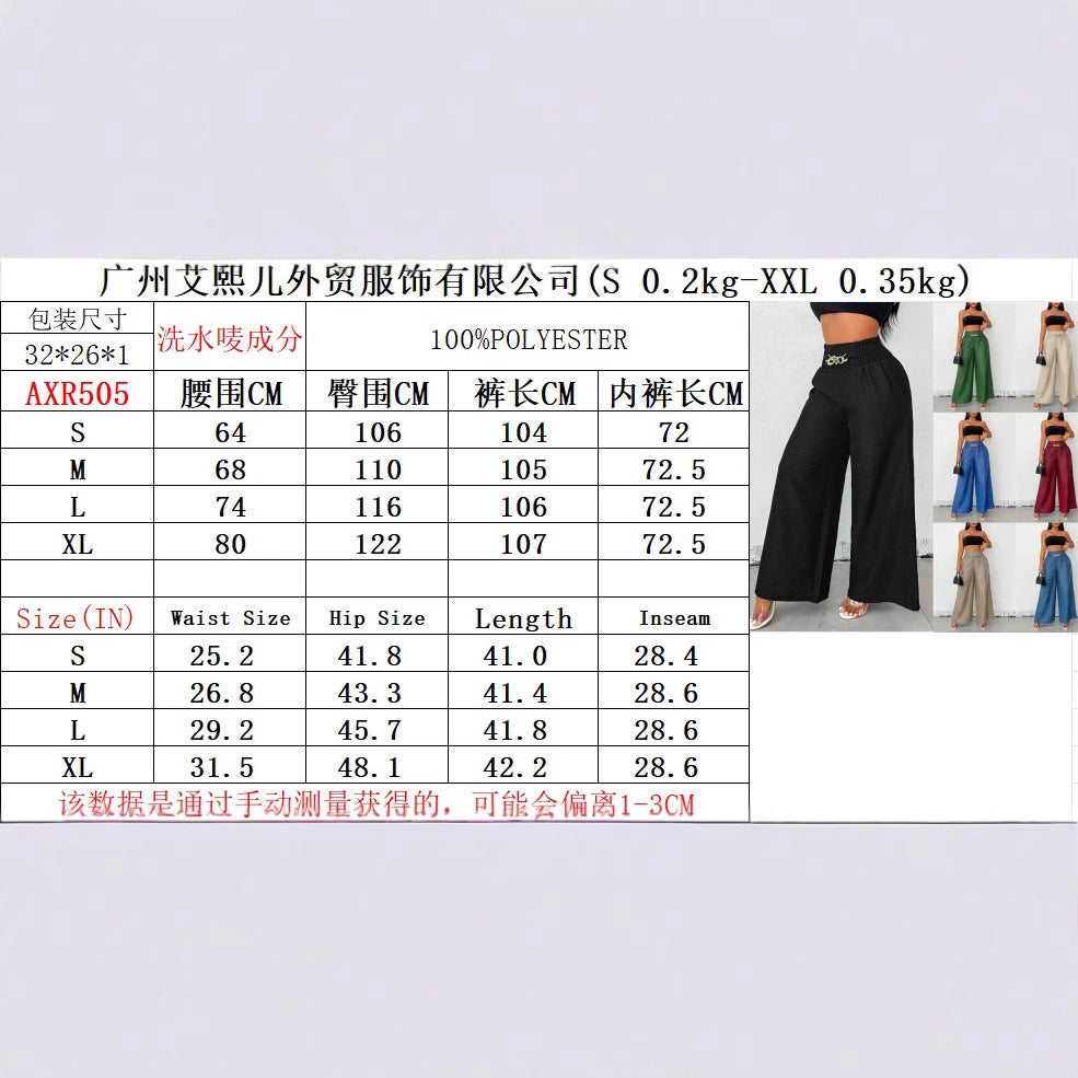 Damen Weite Leinenoptik-Hose mit hohem Smokbund und dekorativer Kettenapplikation Shop Nory