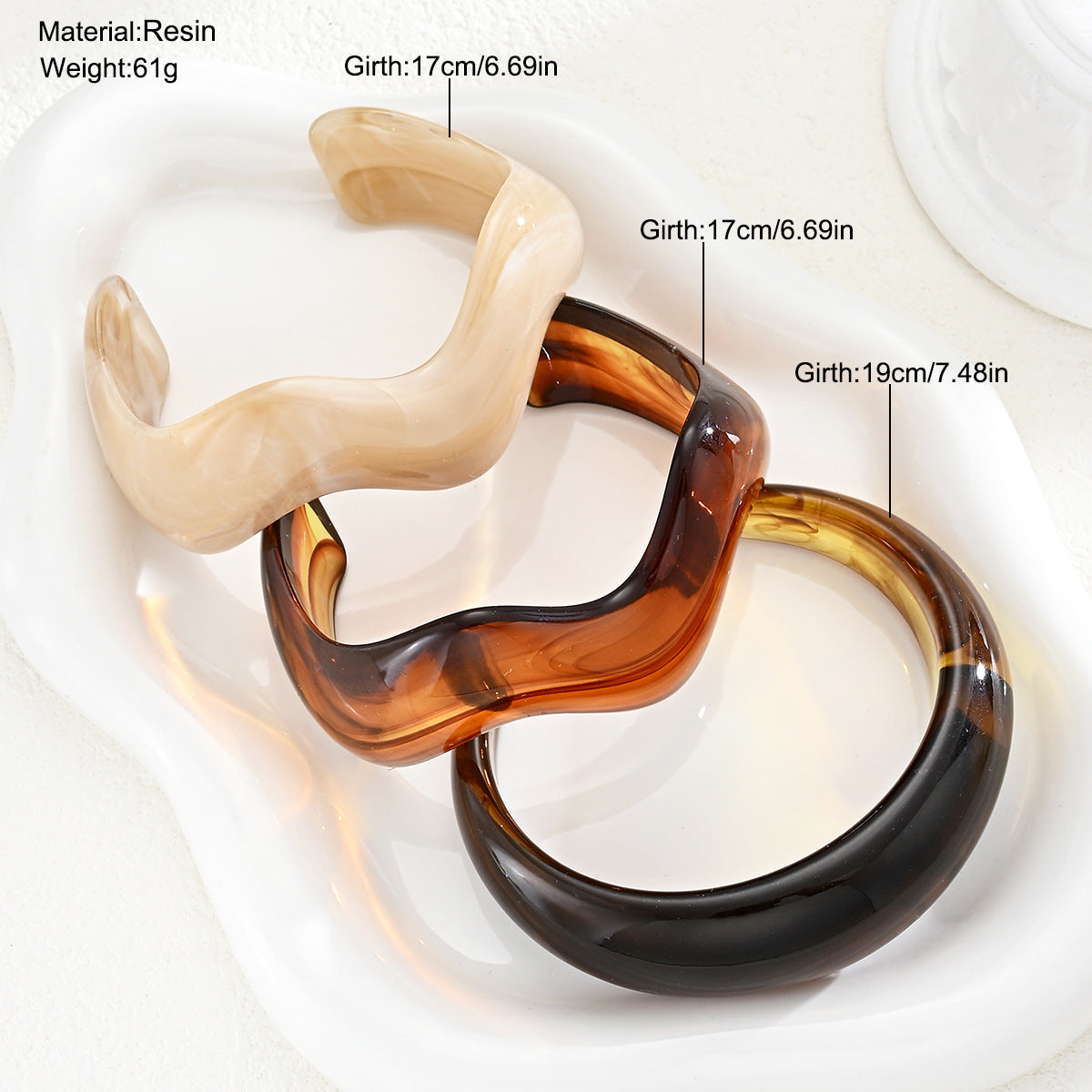 Damen trendiges Armband-Set aus geschwungenem Acryl Shop Nory