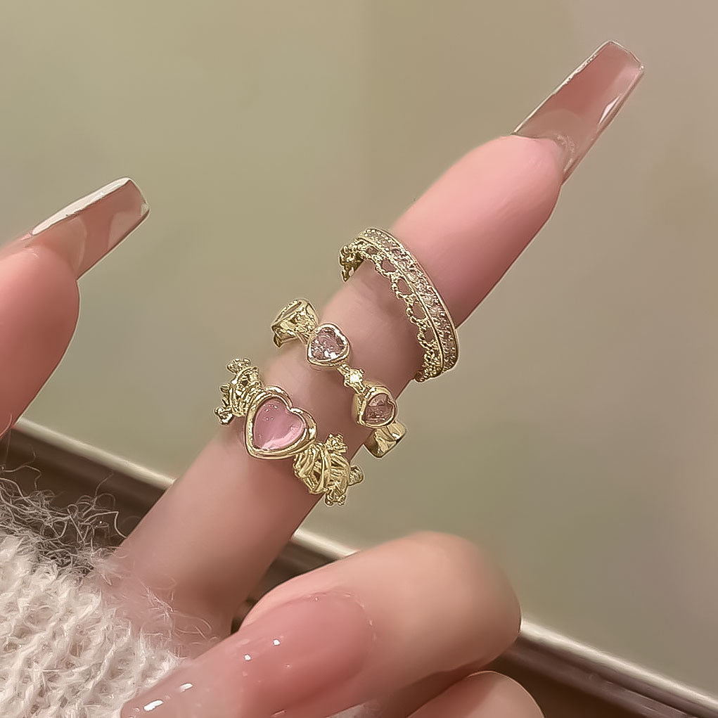 Damen Ring-Set mit herzförmigen und floralem Design Shop Nory