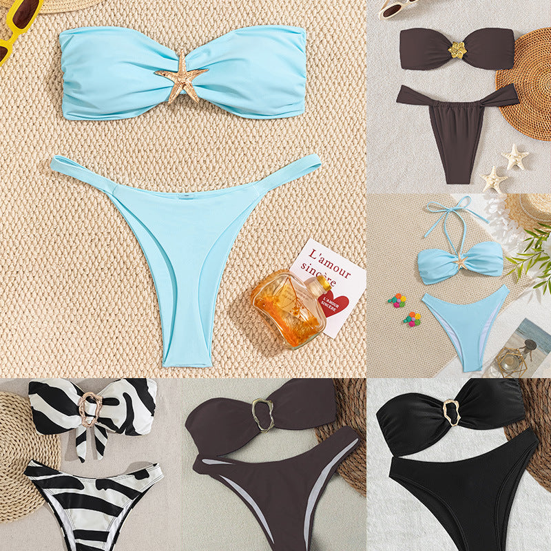 Damen Bandeau-Bikini mit elegantem Verschluss und modischem Design