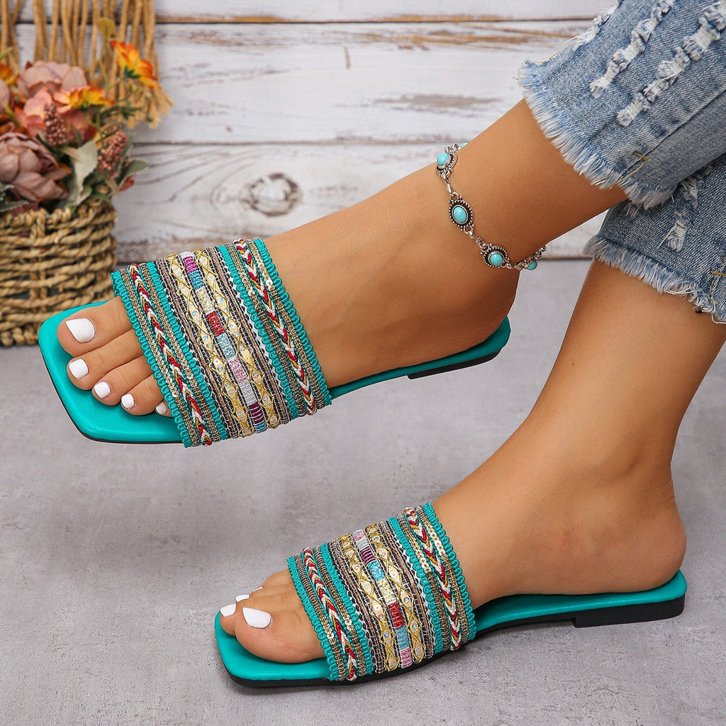Damen Fancy Badeschuhe mit exquisite Perlenstickerei