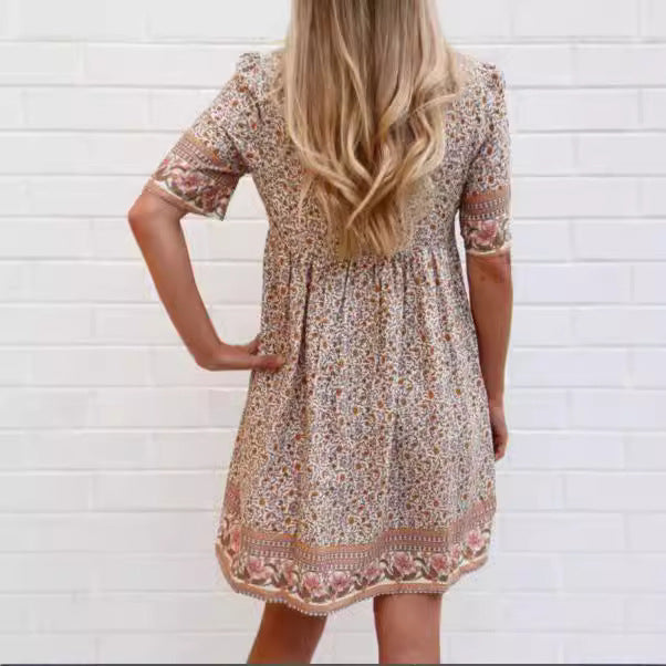 Damen Lässiges Boho-Kleid mit verspielten Quasten und floralen Mustern