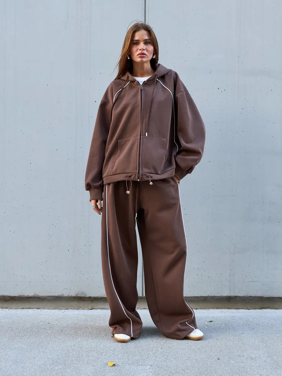 Damen Sportliches Oversized Kapuzenjacken-Set Shop Nory