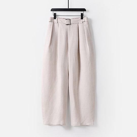 Damen Hochgeschnittene weite Leinenmix-Hose mit Bundfalten und Stoffgürtel Shop Nory