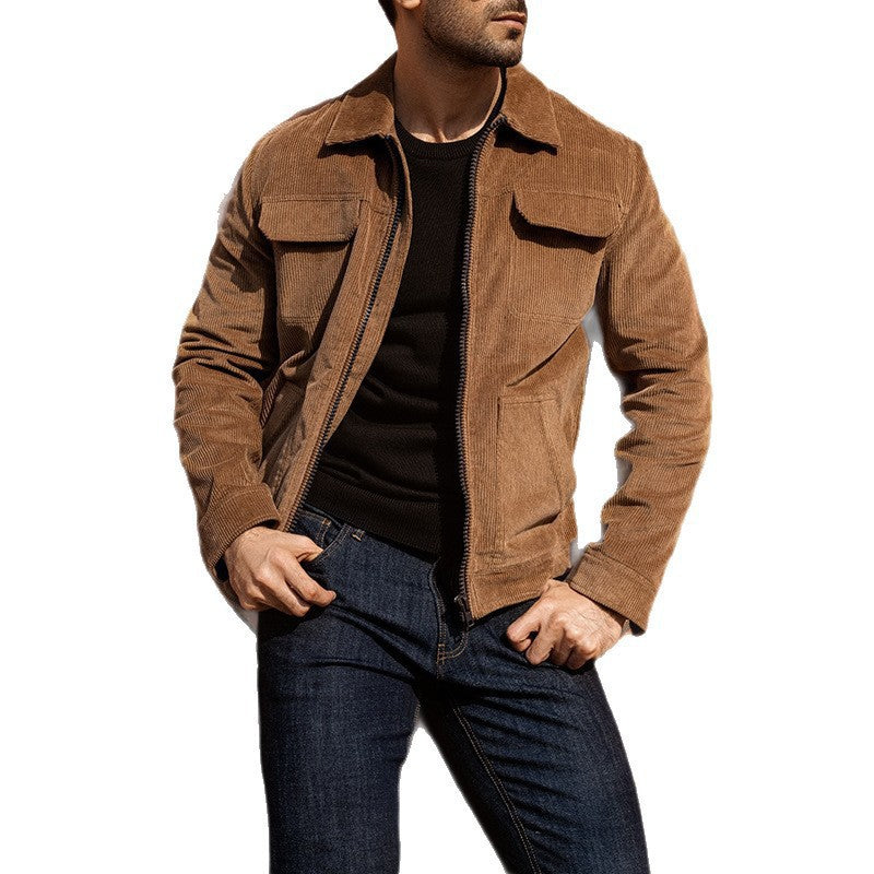 Herren Kurzjacke aus Feincord mit Hemdkragen, Reißverschluss und Pattentaschen Shop Nory