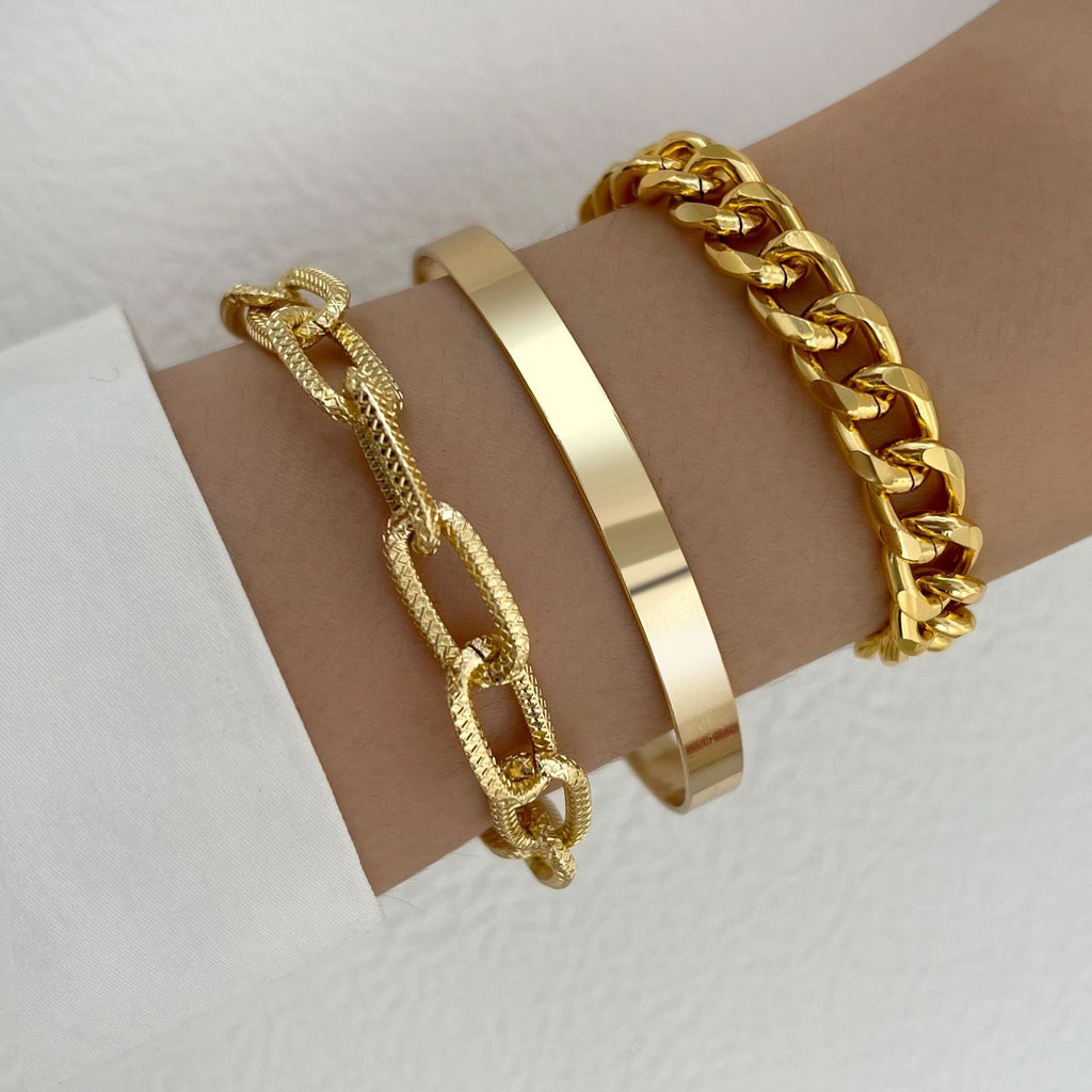 Damen Armreif-Set aus feinen, modernen und strukturierten Ketten Shop Nory