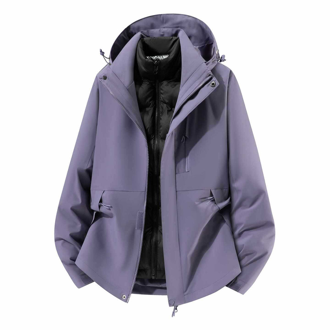 Herren Wasserfeste dreiteilige Winterjacke mit abnehmbarer Daunen-Innenjacke und Kapuze Shop Nory