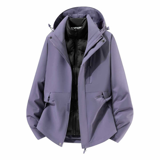 Herren Wasserfeste dreiteilige Winterjacke mit abnehmbarer Daunen-Innenjacke und Kapuze Shop Nory