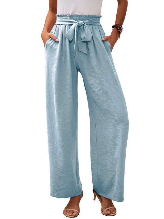 Damen Paperbag-Hose mit weitem Bein, elastischer Taille und Bindegürtel Shop Nory
