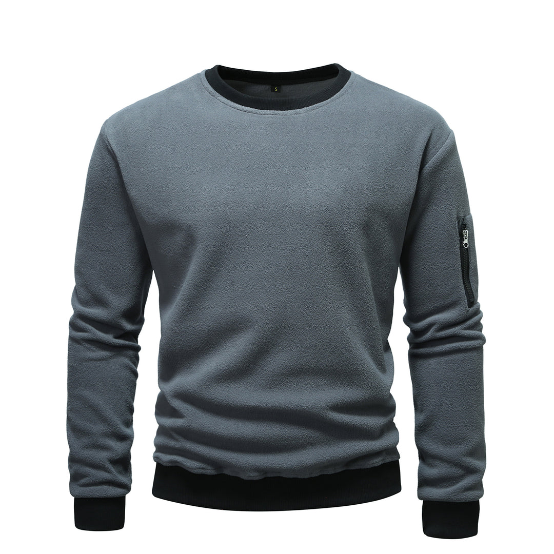 Herren nan Fleece-Sweatshirt mit Rundhalsausschnitt und Ärmeltasche mit Reißverschluss Shop Nory