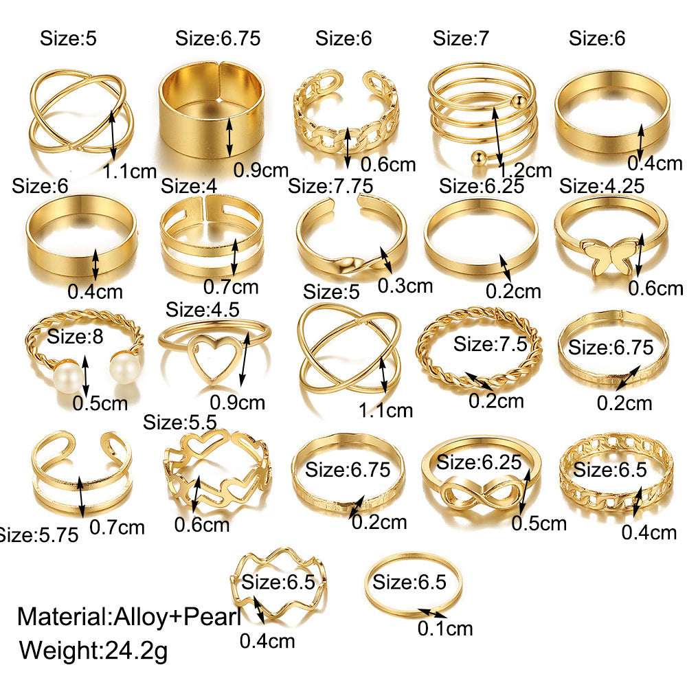Damen Ring-Set mit funkelnden Kristallen und kreativen Designs Shop Nory