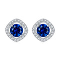 Damen Ohrringe mit strahlendem blauen Kristall und funkelndem Zirkonia-Rahmen Shop Nory