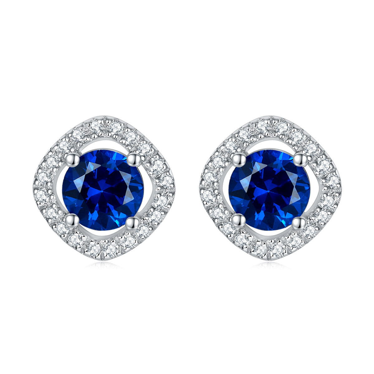 Damen Ohrringe mit strahlendem blauen Kristall und funkelndem Zirkonia-Rahmen Shop Nory