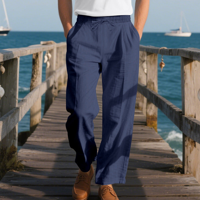 Herren luftige Freizeithose mit elastischem Bund und seitlichen Taschen Shopnory