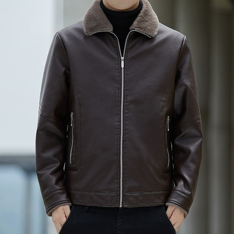 Herren Kunstlederjacke mit Stehkragen Shop Nory