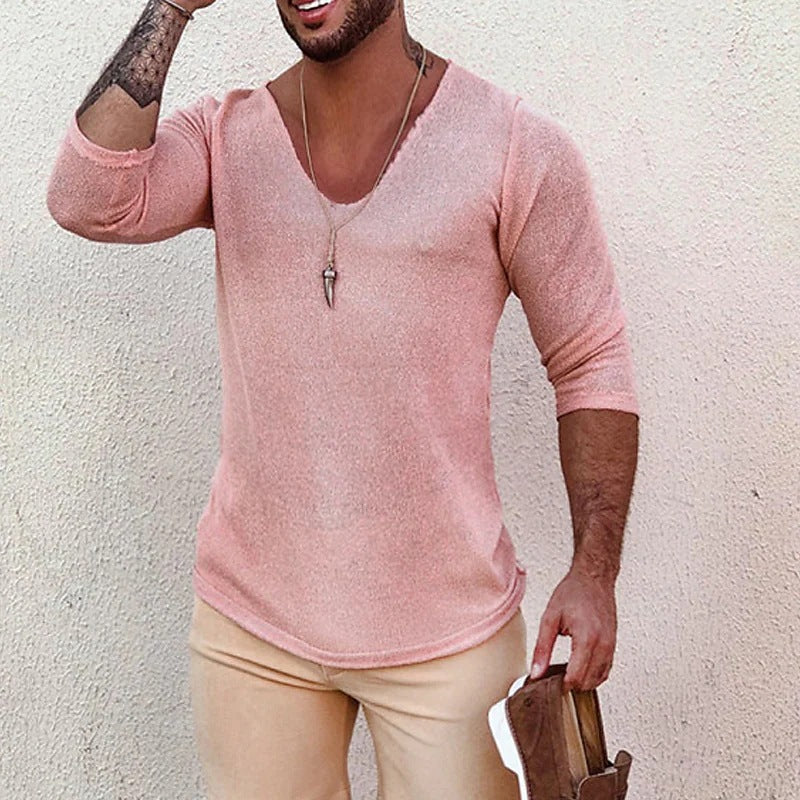 Herren V-Ausschnitt Shirt mit innovativem Strukturdesign