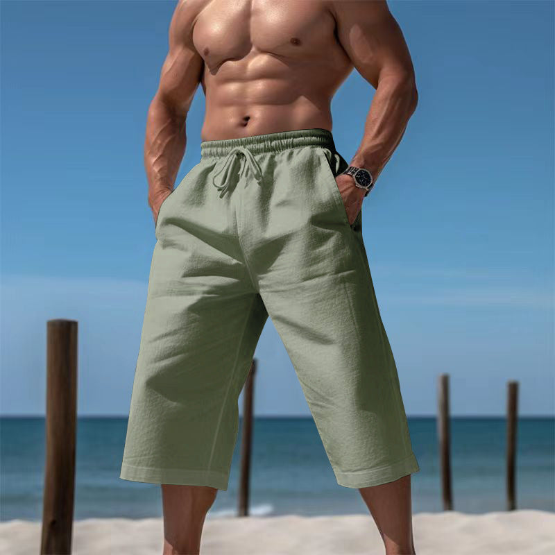 Herren nan lässige knielange Bermuda-Shorts mit elastischem Bund und Tunnelzug