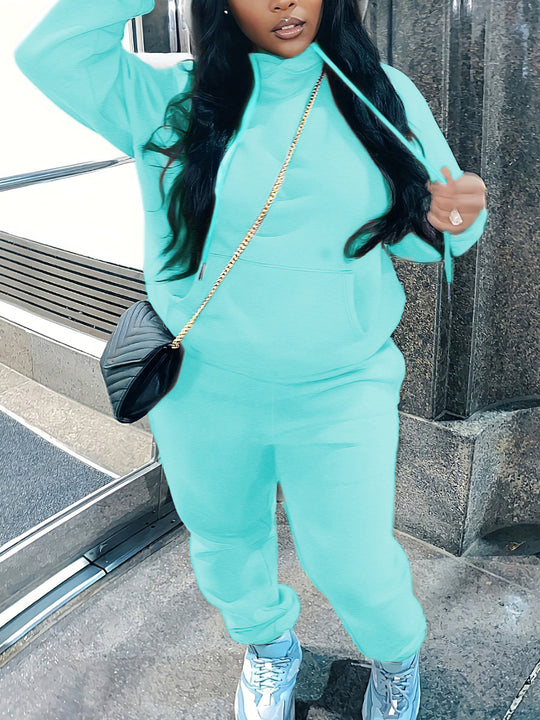 Damen nan kuscheliges Hoodie‑und Jogginghose Set mit hohem Kragen, Kängurutasche und tailliertem Bund Shop Nory
