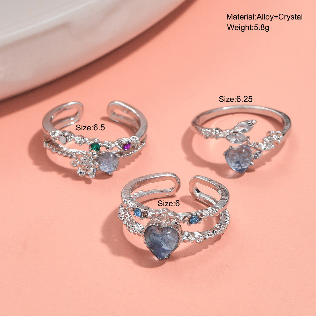 Damen Ring-Set mit herzförmigen und funkelnden Zirkonia-Elementen Shop Nory