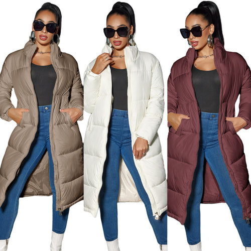 Damen Langer gesteppter Puffer‑Mantel mit hohem Stehkragen Shop Nory