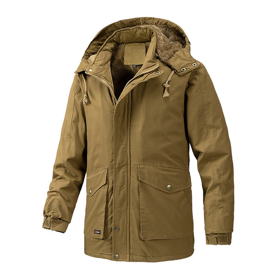 Herren Wärmegefütterte Parka-Jacke mit Kapuze und Teddyfutter Shop Nory