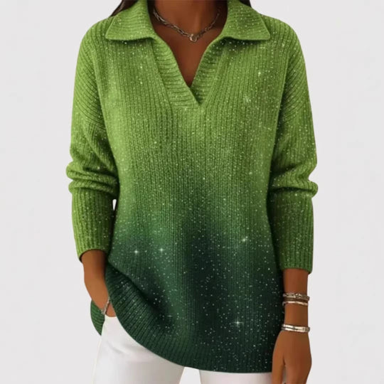 Damen Modischer Strickpullover mit V-Ausschnitt