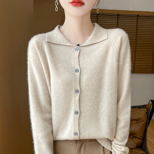 Damen Kuscheliger Reverskragen-Cardigan im Kaschmir-Look mit Mohair-Effekt Shop Nory