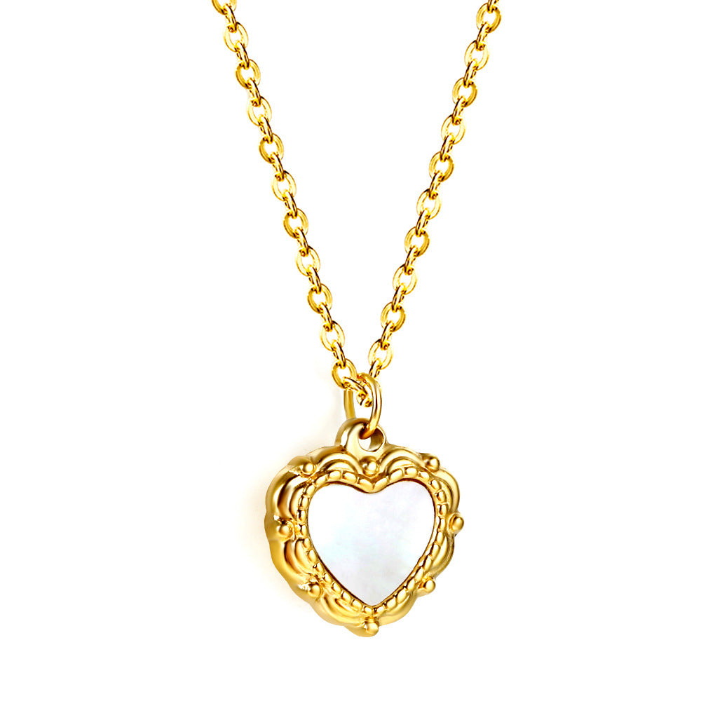 Damen Halskette mit herzförmigem Anhänger aus goldplattiertem Edelstahl Shop Nory