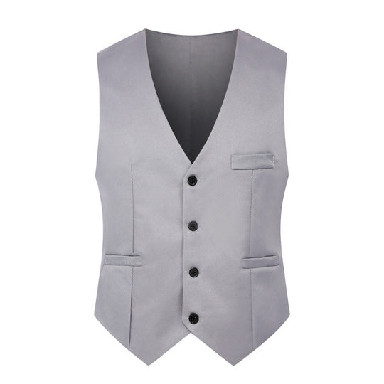 Herren Taillierte Satin-gefütterte Anzugweste mit markantem V-Ausschnitt und Pattentaschen Shop Nory