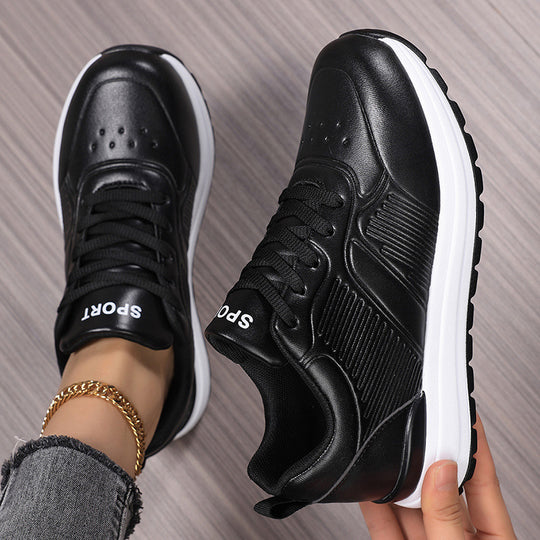 Damen Freizeit-Plateau-Sneaker mit stoßdämpfender Memory-Zwischensohle und Lederoptik Shop Nory