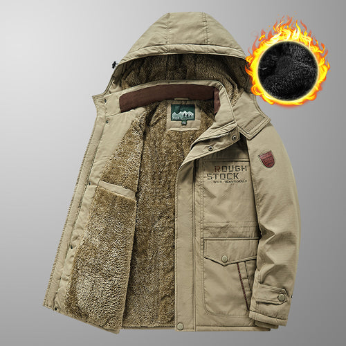 Herren wärmender gefütterter Kapuzenparka mit durchgehendem Teddyfleecefutter und Utility‑Taschen Shop Nory