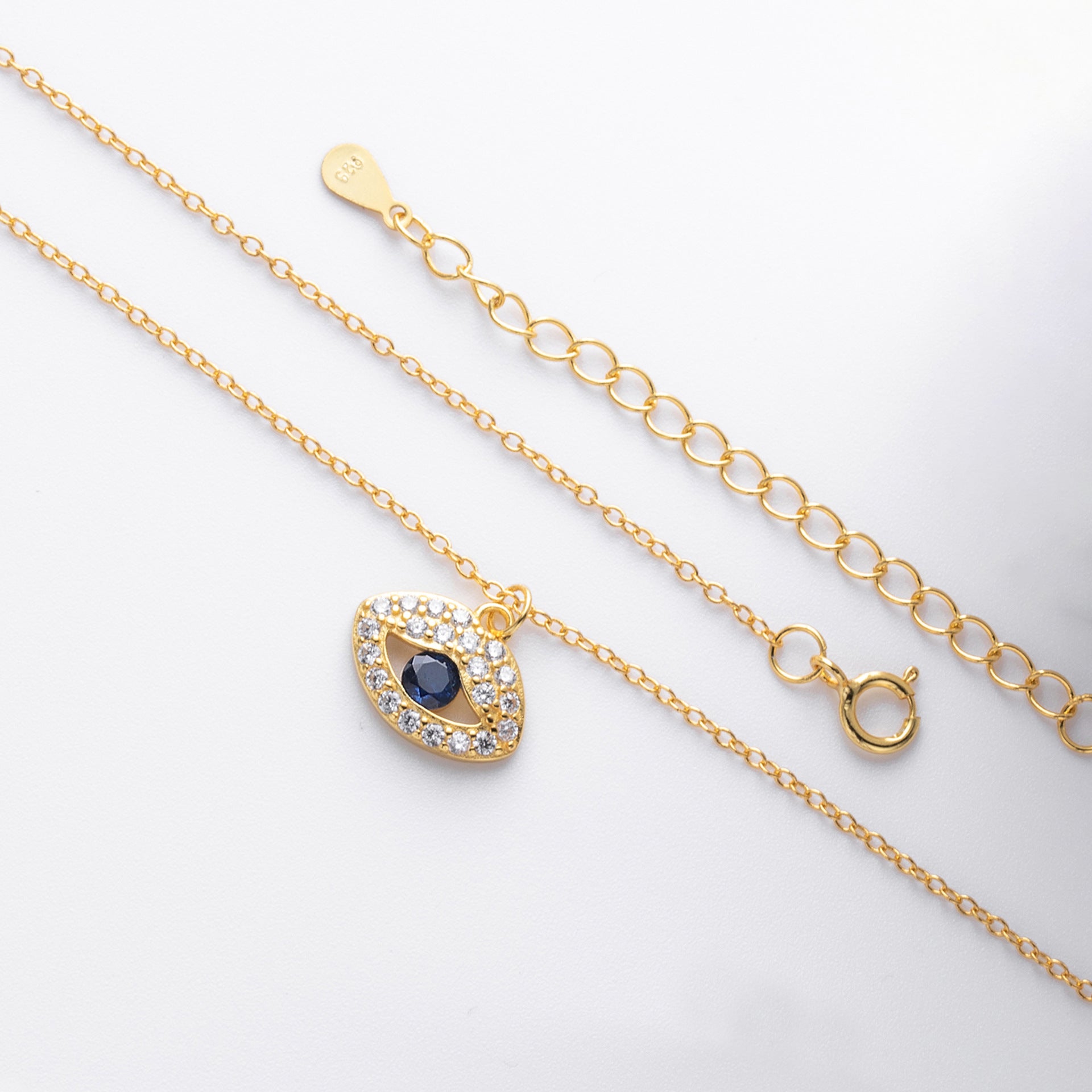 Damen Halskette mit schützendem Augenmotiv aus 925 Sterling Silber und funkeln Zirkonia Shop Nory