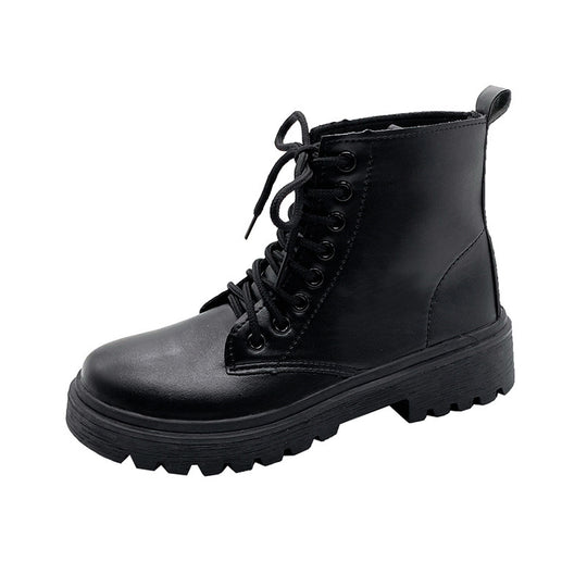 Damen Schnür-Biker-Ankleboots mit Plateau-Profilebene Shop Nory