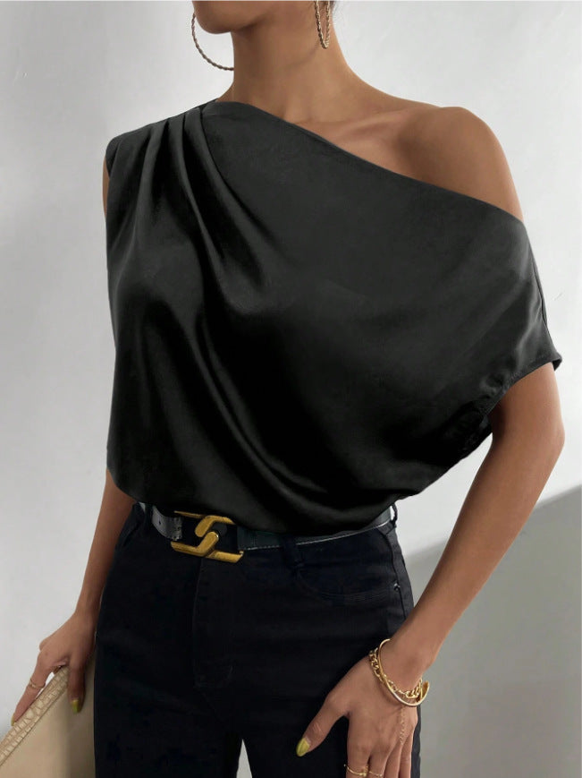Damen Elegantes, schulterfreies Satinoberteil