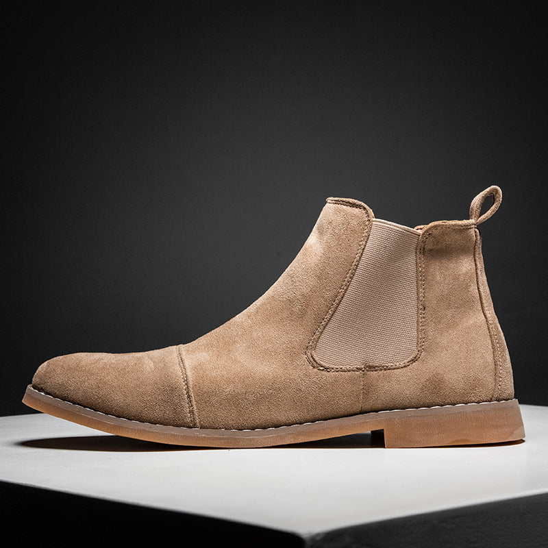 Damen Elegante Veloursleder Chelsea Boots mit elastischen Einsätzen