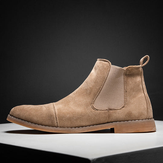 Damen Elegante Veloursleder Chelsea Boots mit elastischen Einsätzen